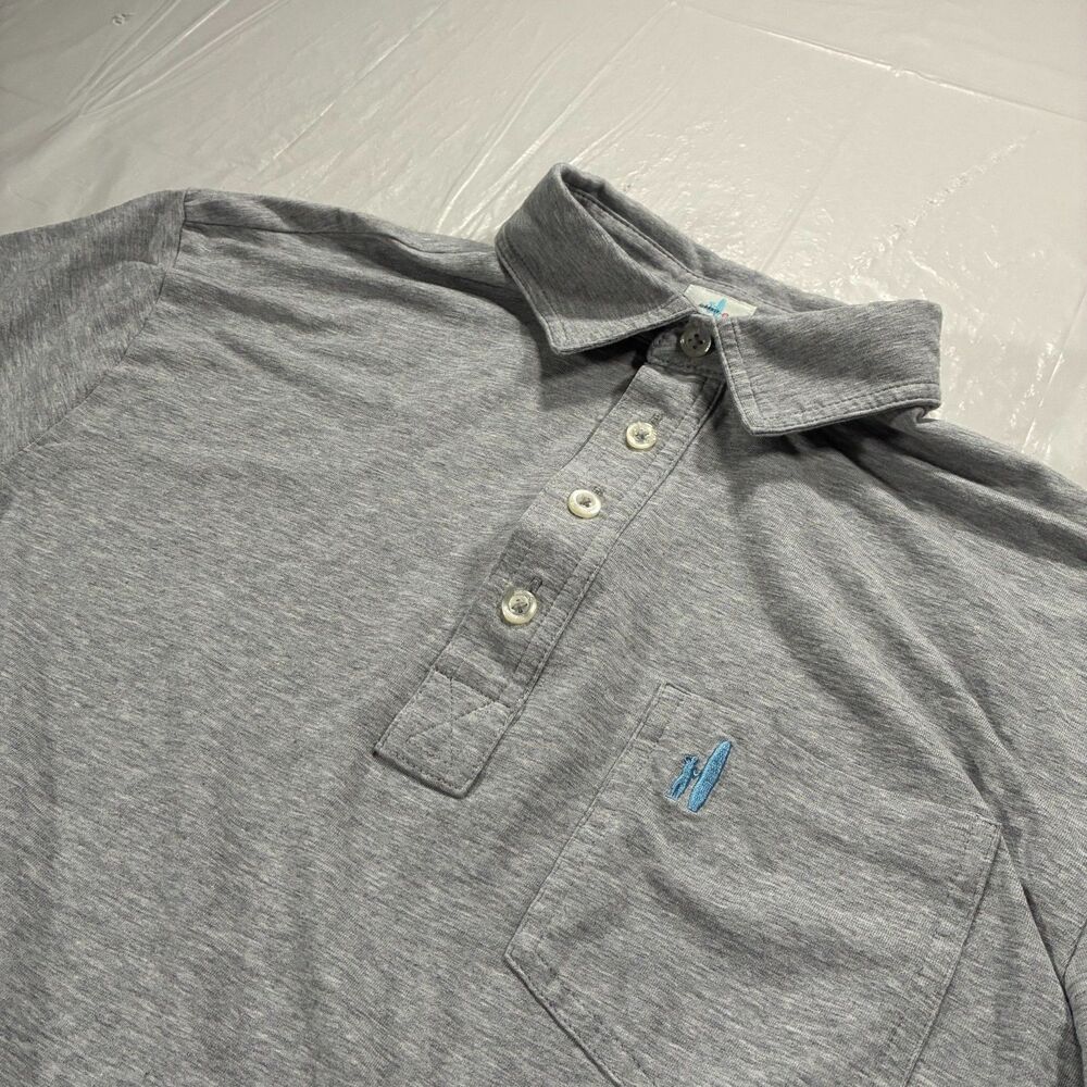 Johnnie O Polo Shirt Mens Small Gray Hangin Out Solid Pocket Stretch Casual